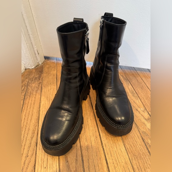 Freda Salvador Black Leather Platform Boots - Picture 4 of 7